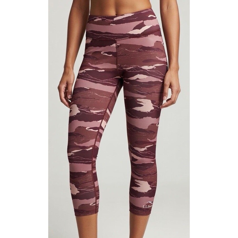 L.L. Bean Boundless Performance Leggings Women's L Capri Cropped Printed NEW